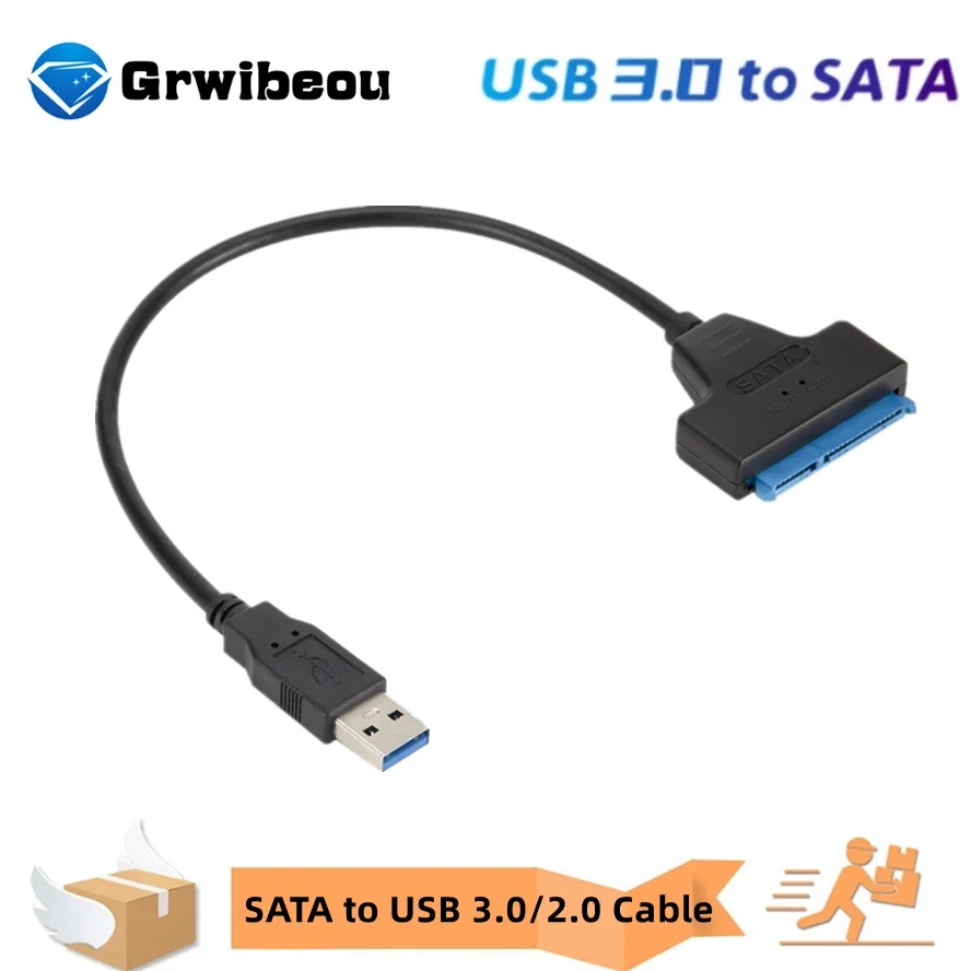 SATA To USB 3.0 Cable For 2.5 Inch External HDD SSD Hard Drive SATA 3 22 Pin Adapter USB 3.0 / 2.0 To Sata III Cord Up to 6 Gbp