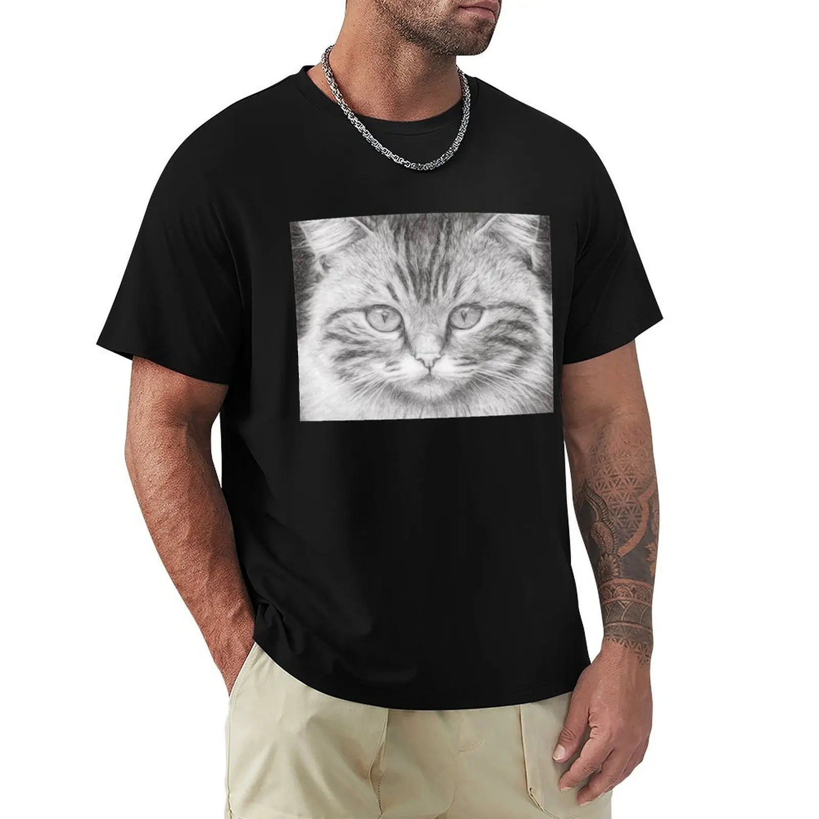

Cat Sketch T-Shirt Labor Work Casual T-Shirt