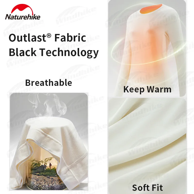 Naturehike Warm Thin Thermal Underwear Suit Outlast® Soft Breathable Outdoor Camping Sportswear 5℃~15℃ Warm Underwear