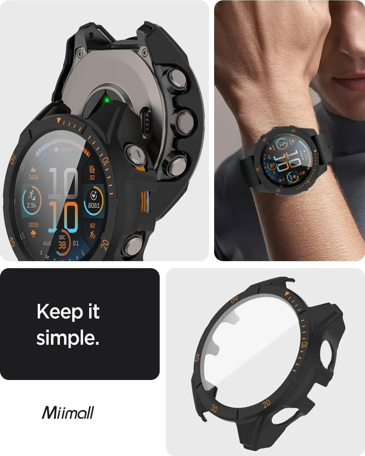 PC Case+Tempered Glass for Garmin Fenix 8 43mm 47mm 51mm Full Cover Screen Protector Smartwatch Bumper Cover for Garmin Fenix 8