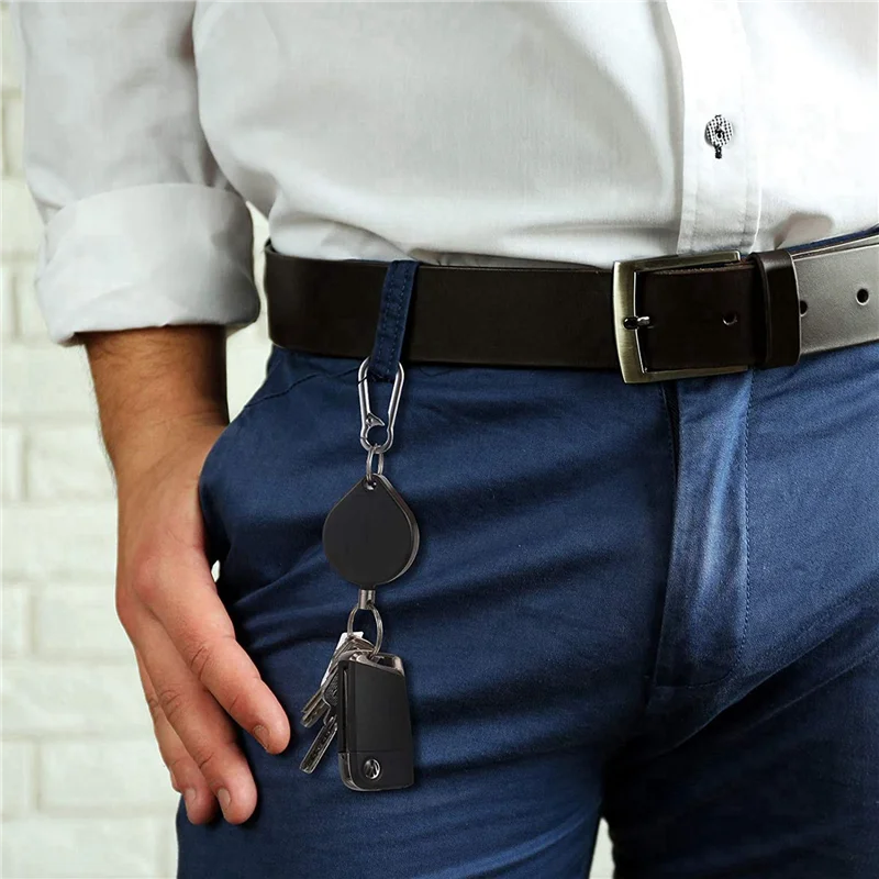 3X Small Heavy Duty Retractable Badge Holders Reel, ID Badge Holders With Belt Clip Key Ring For Name Card Keychain