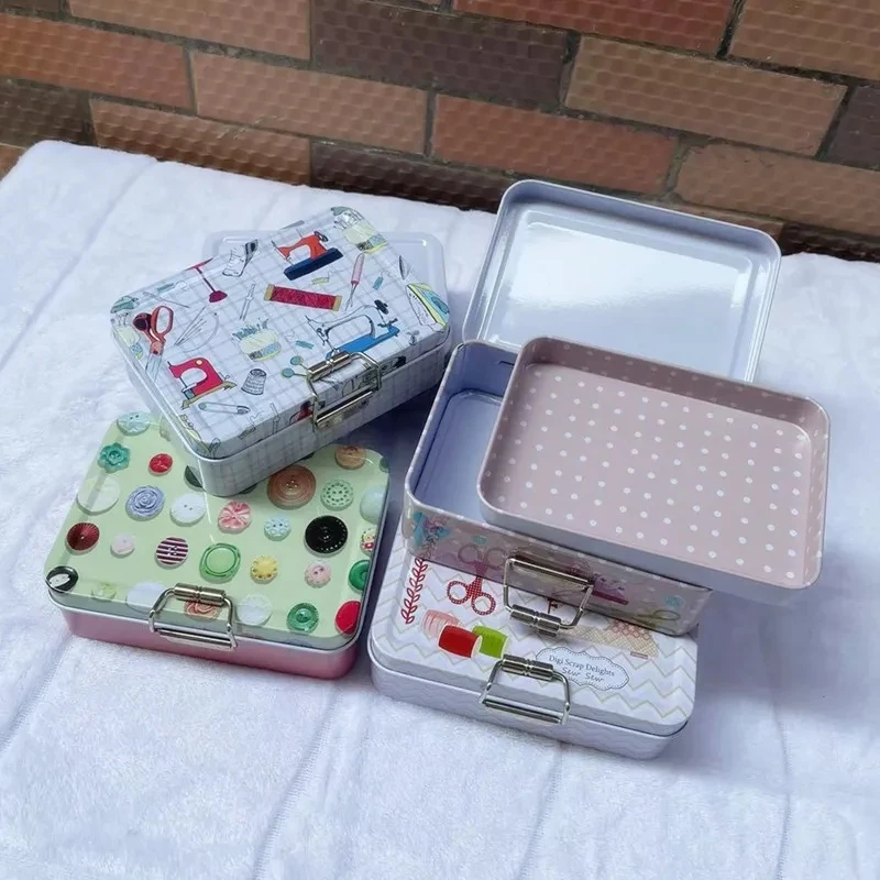 

Rectangular Double-layer Tinplate Storage Box Multi-functional Household Sundries Storage Box Cartoon Jewelry Packaging Tin Box