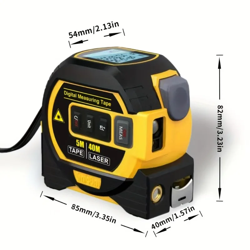 Laser Tape Measure 3 In 1 Digital Tape Measure High Precision  Laser Rangefinder Steel Tape Measure 1pc