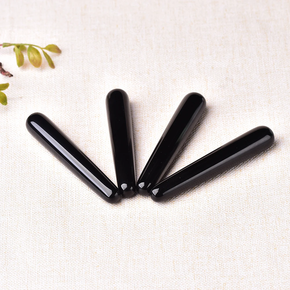 2PC Black Quartz Yoni Wands Gua Sha Tool Crystal Stone Facial Massage Scraping Face Lifting Spa Skin Care Massager