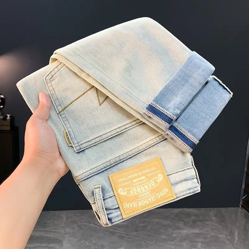 2026 New American Style Thin Lightweight Long Denim Jeans For Men Versatile Daily Casual Pants Simple Style