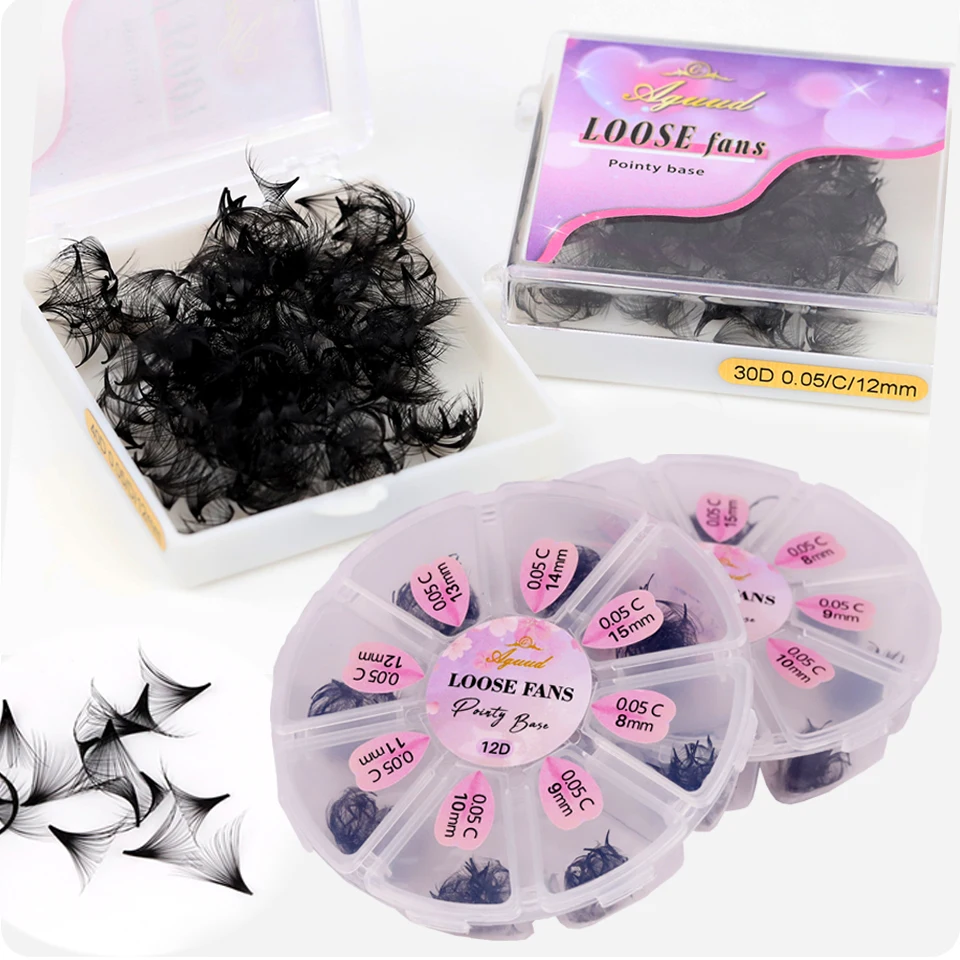 AGUUD 300/500Fans Pointy Base Loose Fans Professional Medium Stem Sharp Thin Premade Volume Fans Pointy Base Eyelash Extensions