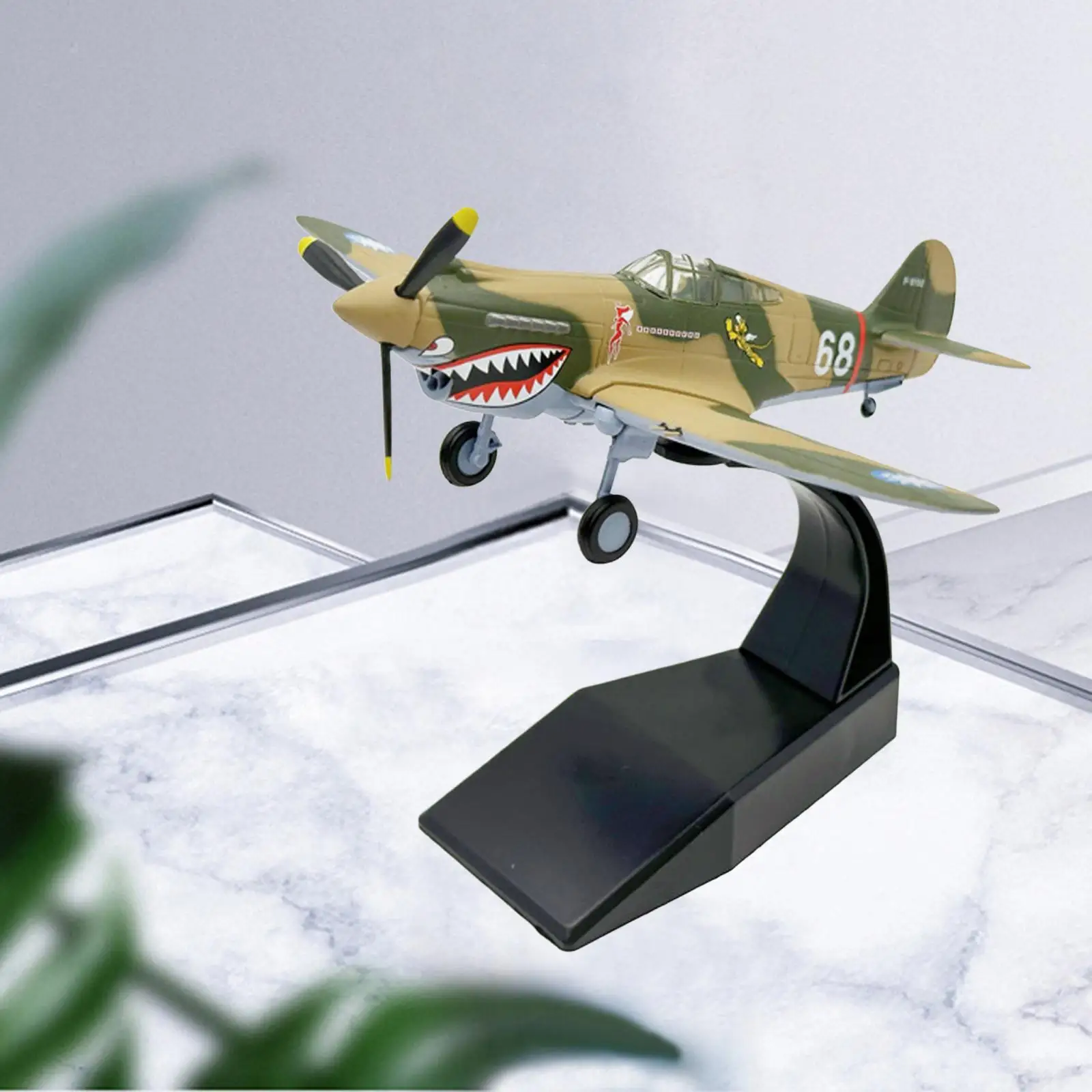 P40 Collectables Diecast 1: 72 Plane Model with Stand with Base Diecast Fighter for Cafe Office Bookshelf Bedroom Decor