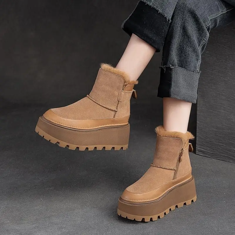 

2026 Add Fleece Thick Winter Snow Boots Thick Sole Increase Comfortable Warm Light Non-slip Casual Cotton Shoes