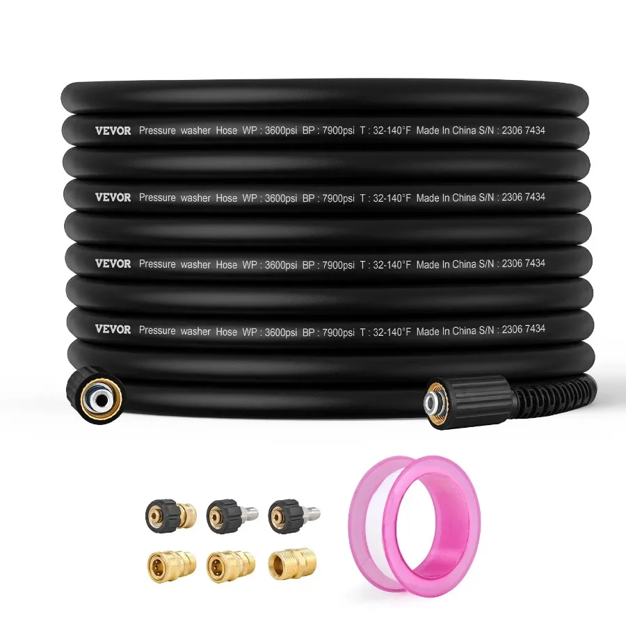 

Pressure Washer Hose 100FT 1 4 Kink Free M22-14mm Brass Thread Replacement For Most Brand Pressure Washers 3 4'' Bending Radiu