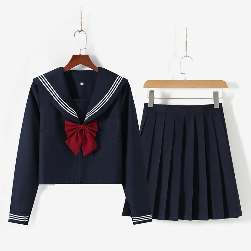 Japanese School Uniform Girls Fashion Versatile College Style Fresh Sweet Jk Suit Basic Sailor Suit Female Long-sleeved Suit New