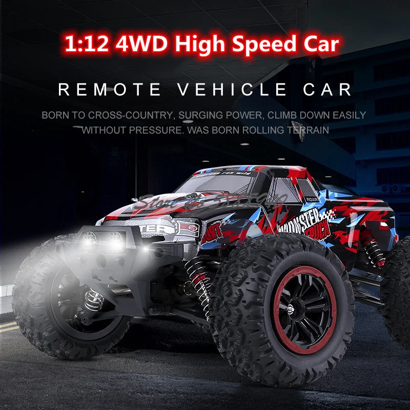 70KM/H High Speed 4WD All Terrain Off-Road Remote Control Truck 1:12 Spring Damping Multiplayer Racing RC Truck Car With Light