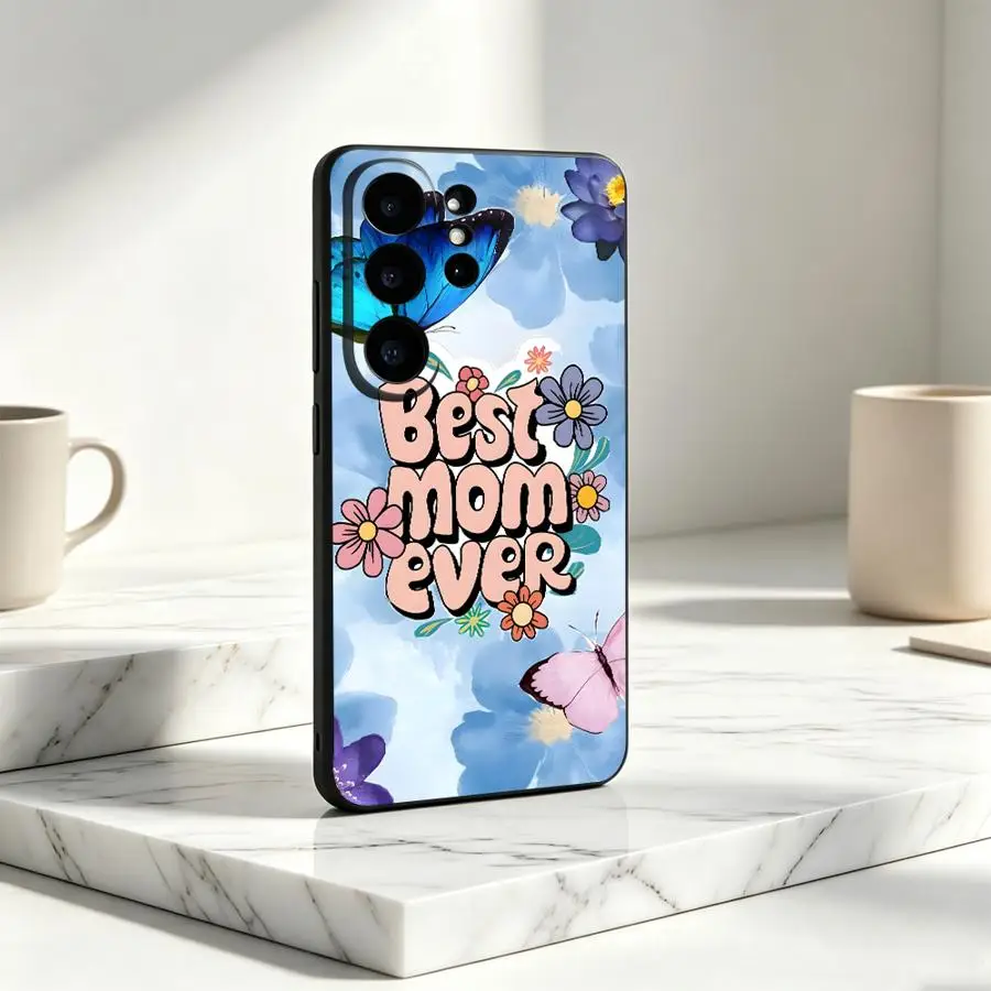 Case for Samsung Galaxy S26 S25 Edge S22 S20 FE S21 Plus S23 Note 20 10 Ultra S24 Ultra Phone Cover Cartoon Cute Letter Mom