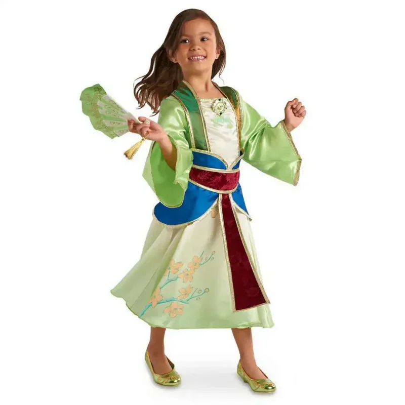 Summer Infant Girls Mulan Dress Halloween Carnival Mulan Cosplay Costume Mulan Wig for Children Birthday Party Toddler Dress U /