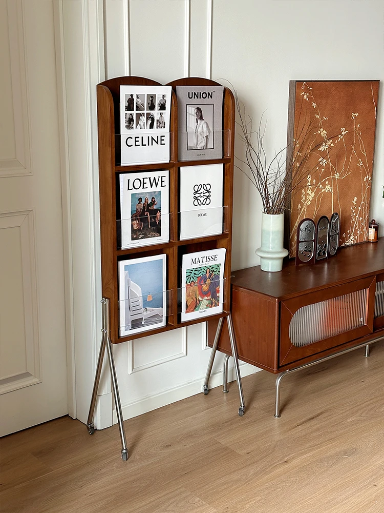 

Французский ретро-маленькая квартира, выдвижной многослойный напольный съемный напольный шкаф для гостиной, акриловая стойка для хранения журналов