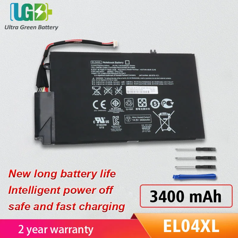 

UGB New EL04XL HSTNN-IB3R Аккумулятор для HP TPN-C102 HTSNN-UB3R IB3R 4 681879-1C1 681949-001 TPN-C102 681879-171