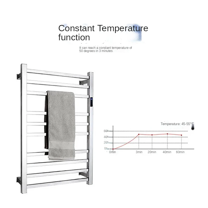 Imagem -06 - Felix de Luxo Elétrico Wall Mounted Toalheiro Aquecedor Ferroviário Aquecido Cremalheira 304 Aço Inoxidável Moda Quadrado Toalha Aquecedor para Banheiro