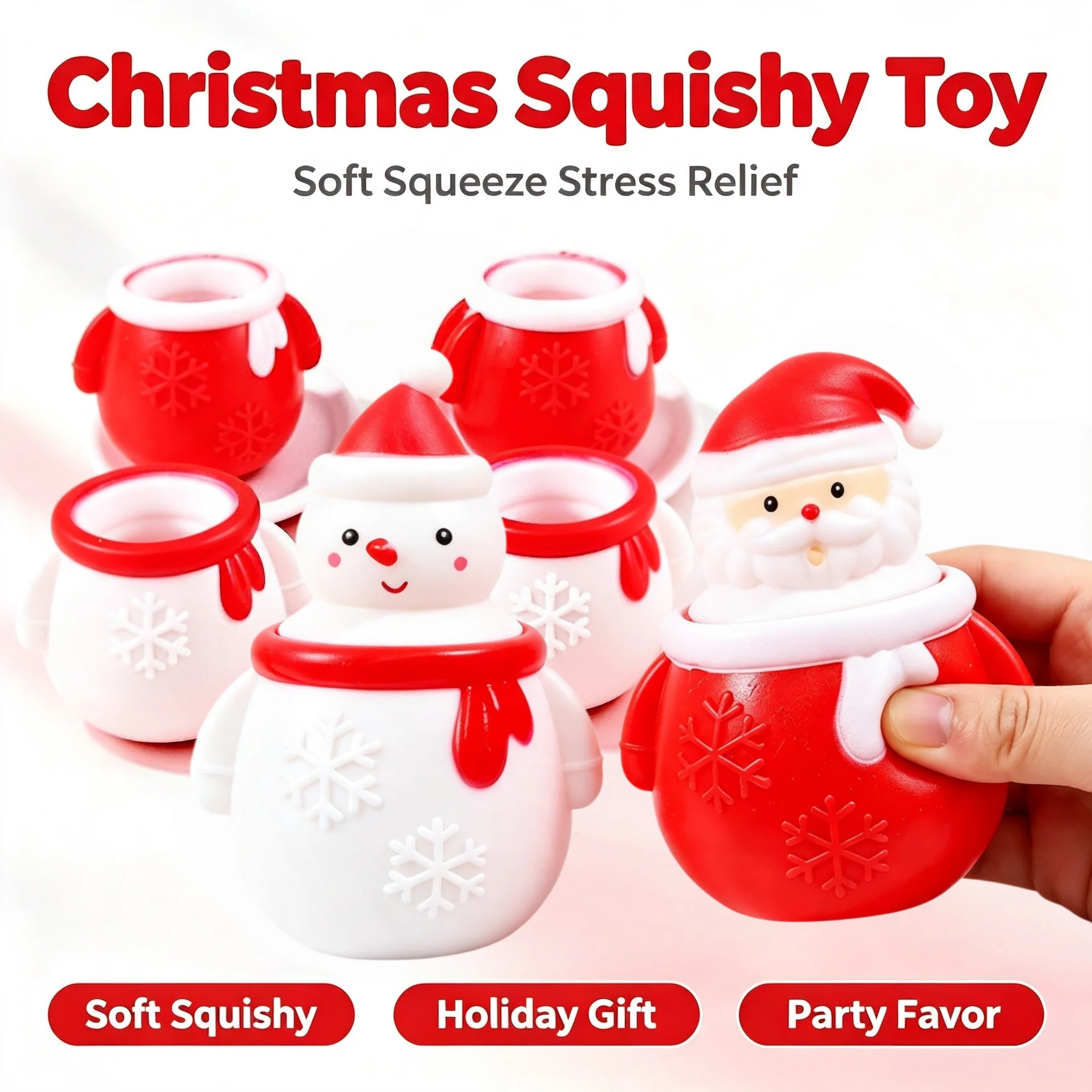 Squishy Santa Snowman Pop SqueezeCup Slow Rising Fidget Toy Novelty Prank Gag Stress Relief Decor Supply Holiday Gift Adults