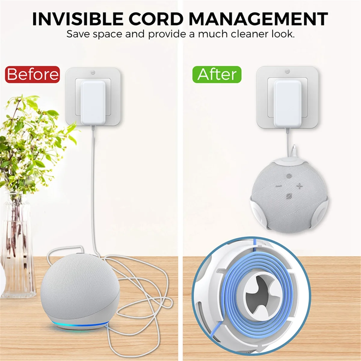 

Пластиковый держатель динамика, настенная подставка для динамика Bluetooth с аксессуарами для управления кабелем для Amazon Echo Dot 5/4 Rich