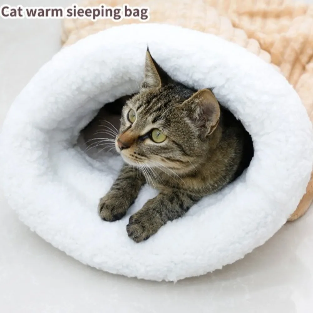 Pet Supplies Comfortable Winter Cat Sleeping Bag Plush Keep Warm Pet Snuggle Sack Washable Cat Bed Cave for Cats and Small Dog