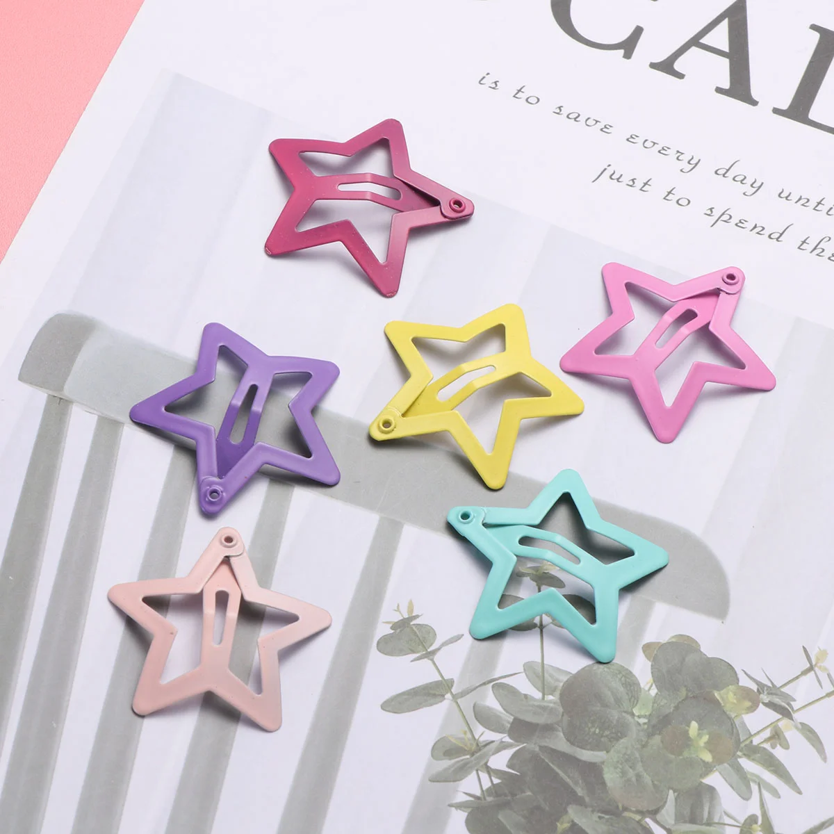 

6 Pair Children's Hair Clips Color Star Hairpins Clamps Barrettes Hair Accessories for Baby Girl Birthday Xmas Gift