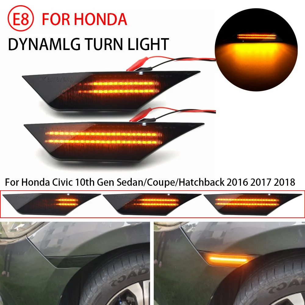 Car Styling LED Dynamic Lamps Front Side Marker Light Turn Signal Light For Honda Civic 10th Gen Sedan/Coupe/Hatchback 2016-2021