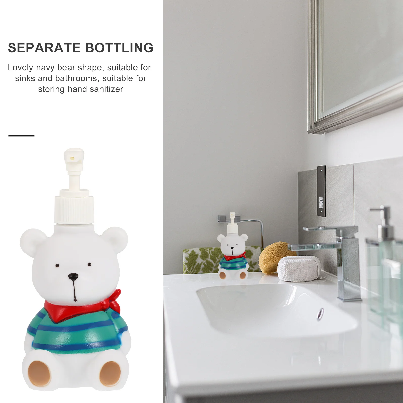 

1Pcs Press Type Soap Dispenser Cartoon Style Refillable Lotion Pump Bottle for Hand Soap Shampoo Shower Gel Bathroom