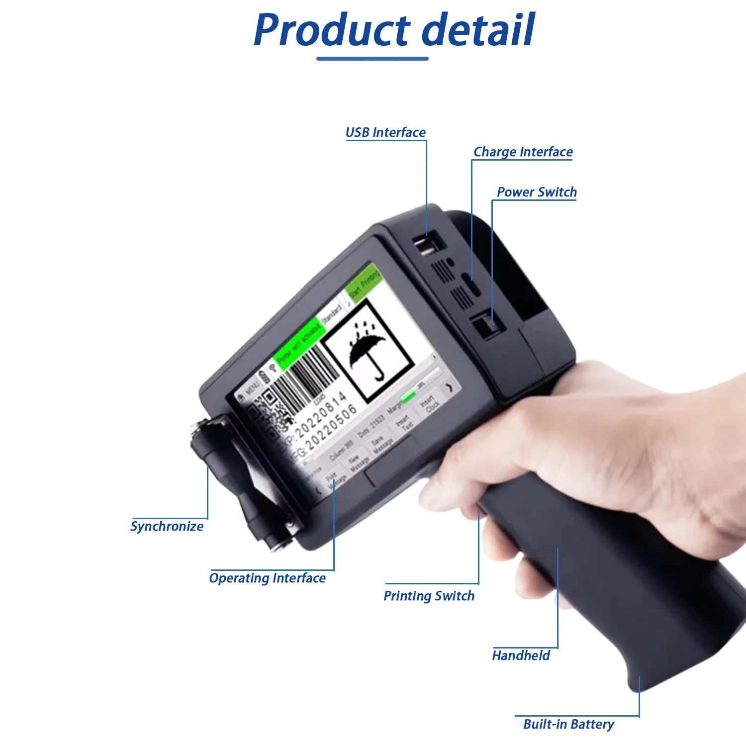 DCODE DC50T Encrypted 12.7mm Wireless Control Handheld Thermal Inkjet Printer QR Barcode Image Batch Number Logo Label TIJ Coder