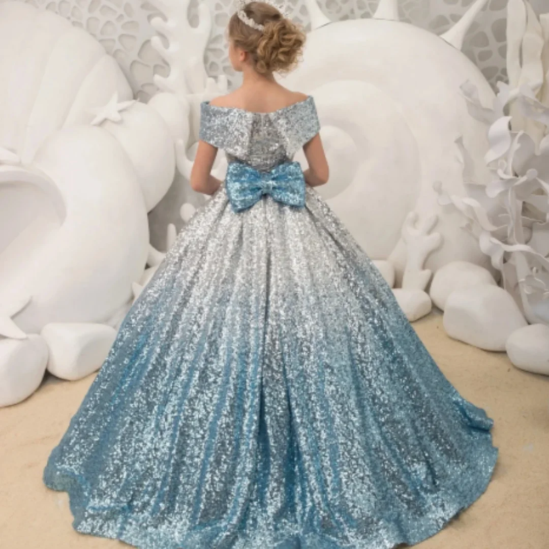 Gorgeous Flower Girl Dress Bow Princess Toddler Wedding Party Dress First Communion Dress Birthday Dress