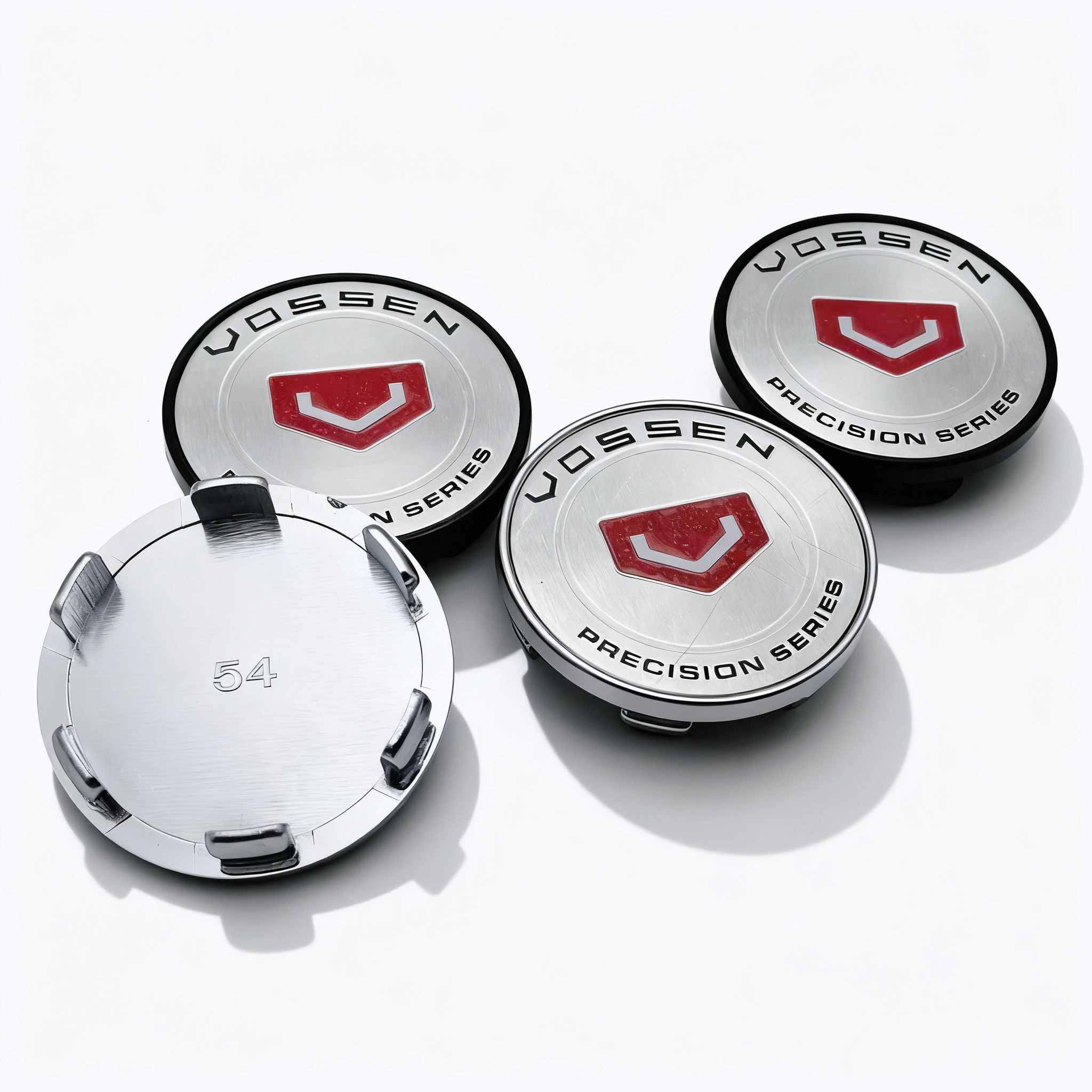 4 Stück Silber Rot Vossen Logo Emblem Auto Radnabenkappen 54 mm 49 mm Räder Nabe Staubkappe Felgen Radkappen Abdeckung Ersetzen Autozubehör