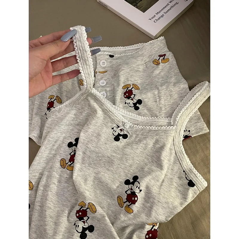 3 stuks vrouwen pyjama set schattige mickey mouse nachtkleding zomer herfst cartoon huiskleding nachthemd set