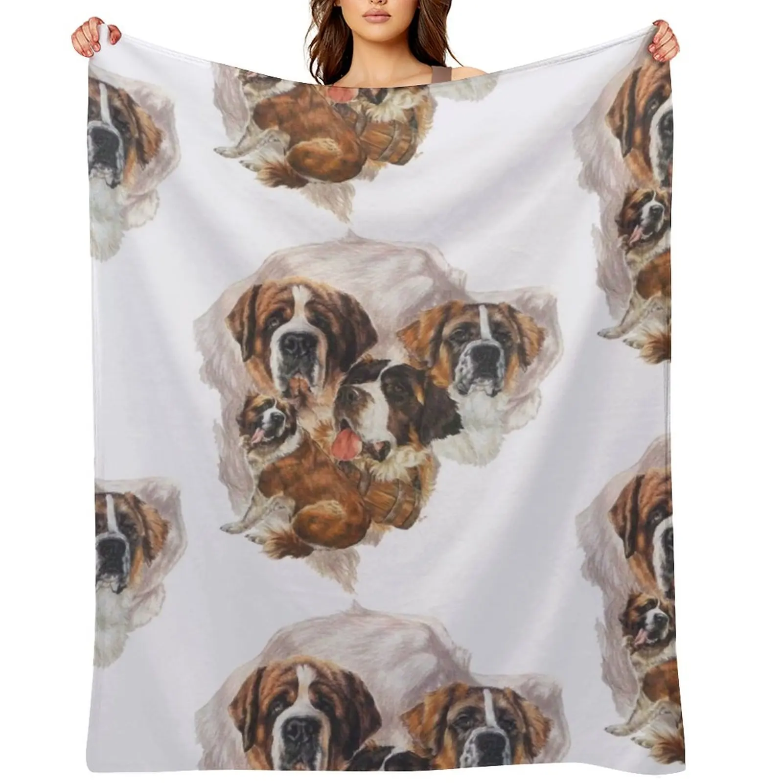 Saint Bernard Grouping Throw Blanket warm winter warm for winter Loose Decoratives Blankets