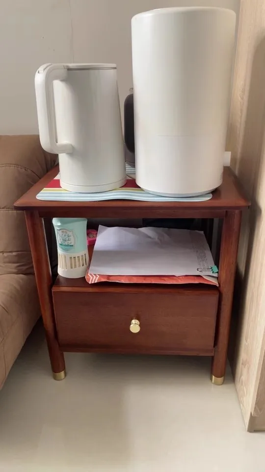 Picture 4: Light luxury solid wood bedside table walnut simple master bedroom side cabinet log