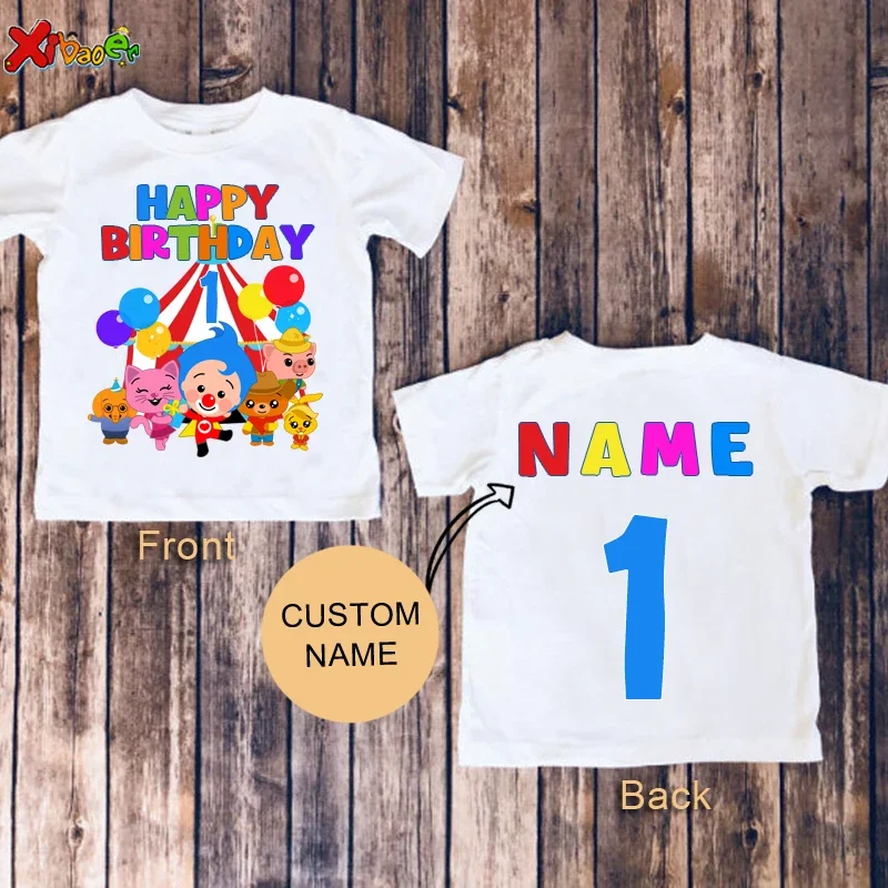 Plim Birthday TShirt Girl Shirts Party Shirt for Kids Personalized Name Shirt Toddler Baby Gift 3 1st Clothes Boy Tee Girl Shirt