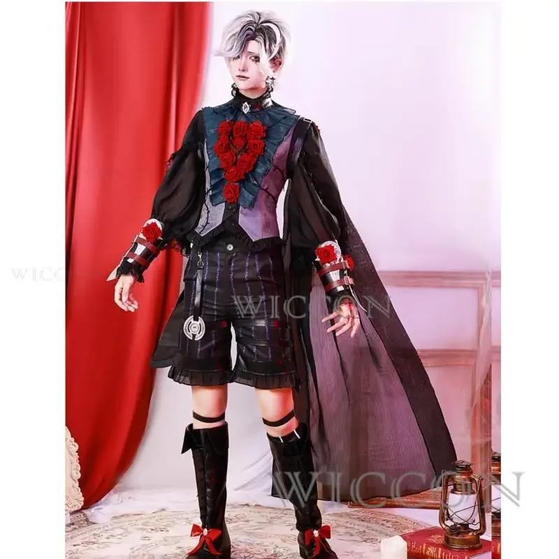 Identity V Emil Patients Cosplay Night Skin Black Gothic Rose FANCY Suit Top Shorts Game Animal Cospacy Party Couple Suit Unisex