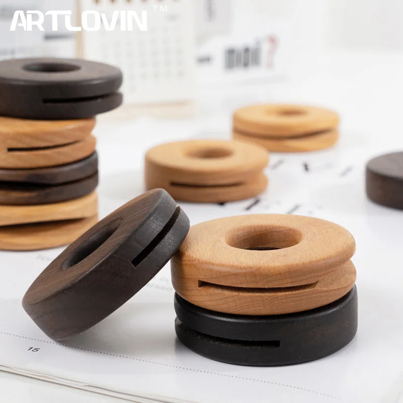 Natural Round Donuts Bag Clip Black Walnuts Wooden Sealing Clips Creative Biscuit Shaped Fashion Kitchen Tools