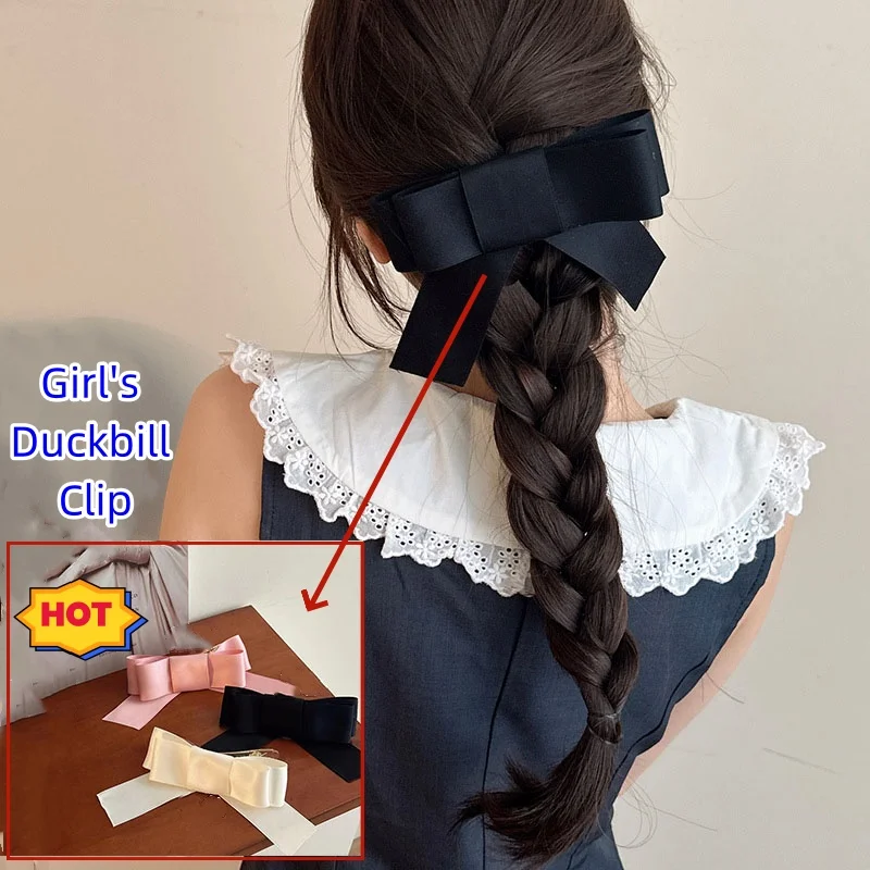 Large Bow Hair Clip Stylish Back of The Head Hair Clip Big Size Duckbill Clip Hair Hairpin Disk Fabrics Hairgrips Hair Clamps