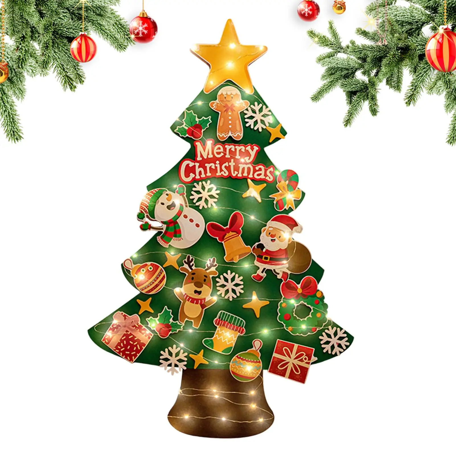 

Felt Christmas Tree For Kids With 9.8ft LED Light String Decoration Children's Christmas Tree For Bedroom Nursery Outdoor Indoor