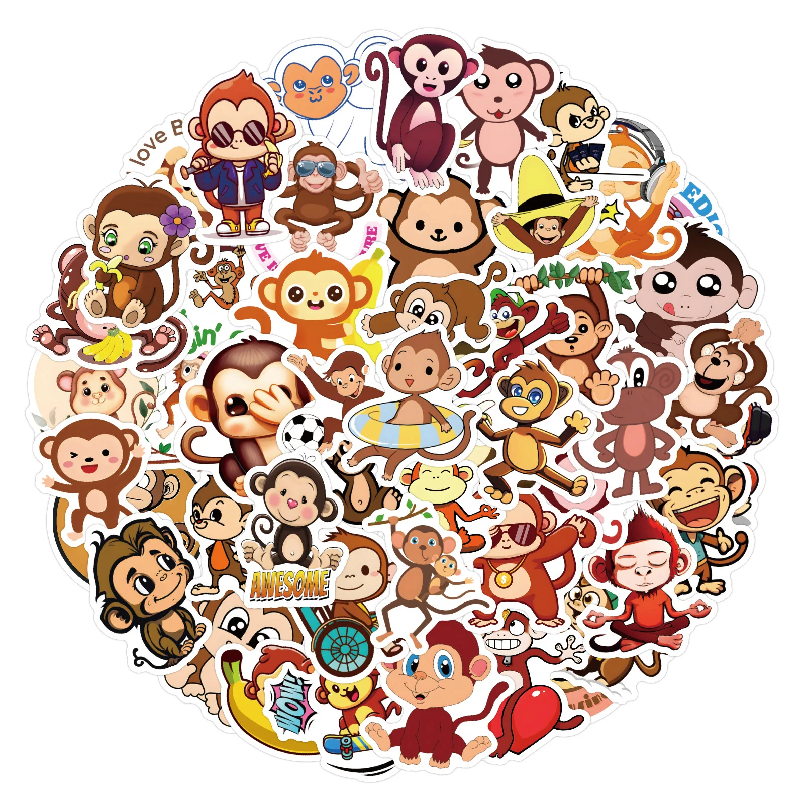 

10/60PCS Monkey Stickers Cute Aimal Graffiti Kids Toys Cartoon Meme Sticker Suitcase Fridge Laptop Guitar Bike Skateboard Decals