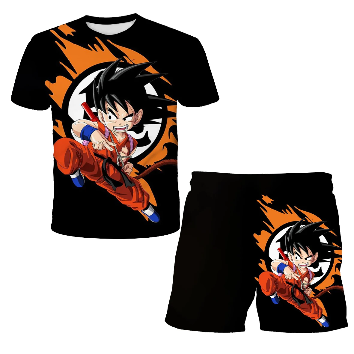 Dragon Ball Z 3D T-shirt Set for Boys Girls Super Goku Saiyan Summer Top+Shorts Children's Short-Sleeve Birthday Gift for Boys