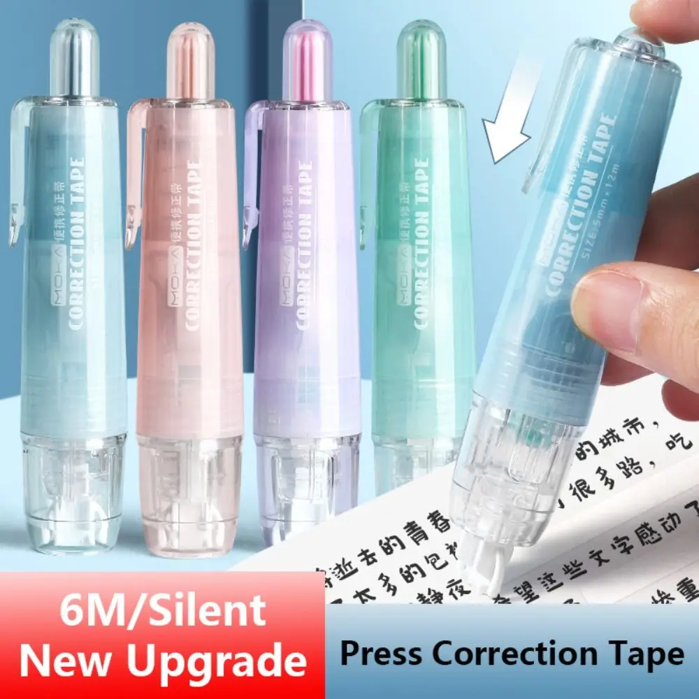 Cute Press Type Correction Tape Pen Shape Candy Color Corrector Replaceable Core Altered Tools Students