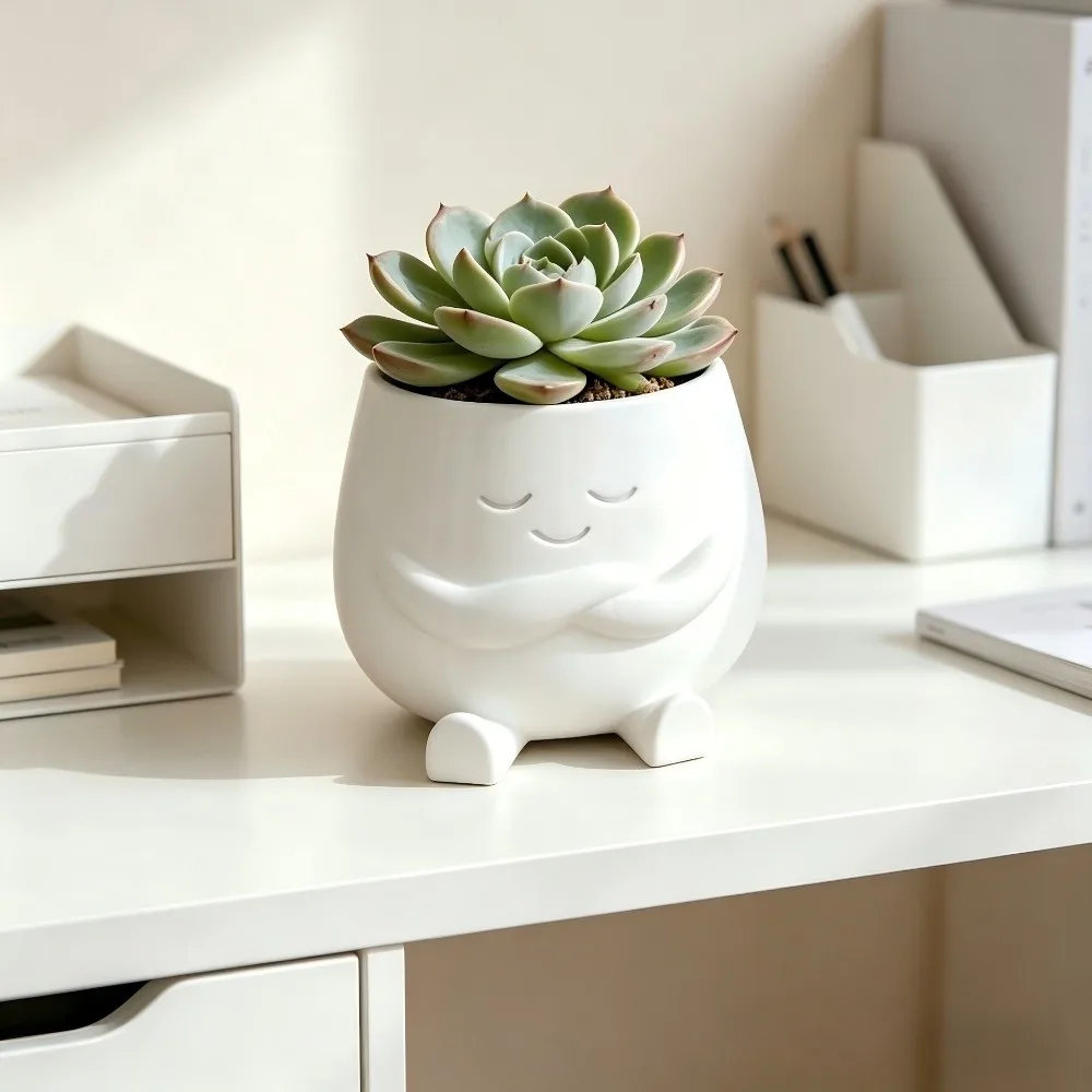 Unique Mini Size Plant Pot Stylish Design Ornaments Head Planter Holder 3D Printed Flowerpot Office