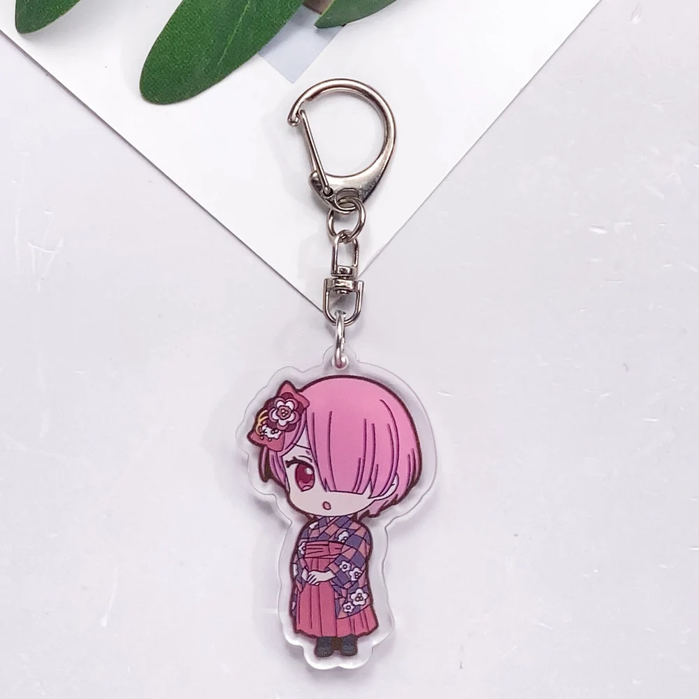 5Pcs Anime Re:ZERO - Starting Life in Another World Acrylic Keychain Accessories Cute Bag Charm Backpack Pendant Key Ring Gifts