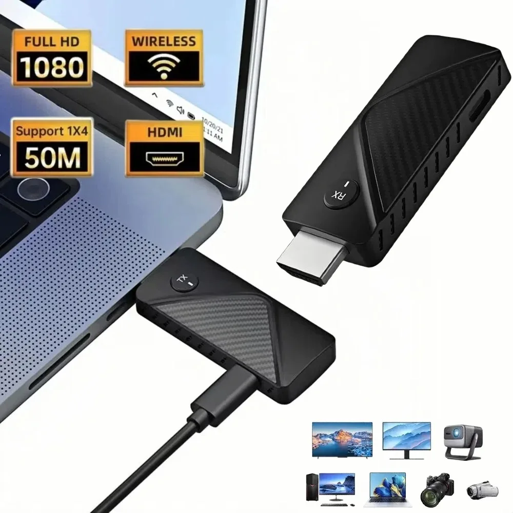 1080P 50M 5G HDMI Wireless Video Transmitter Receiver Extender Adapter Dongle Kit สําหรับ Cinema แล็ปท็อป PC TV Monitor โปรเจคเตอร์