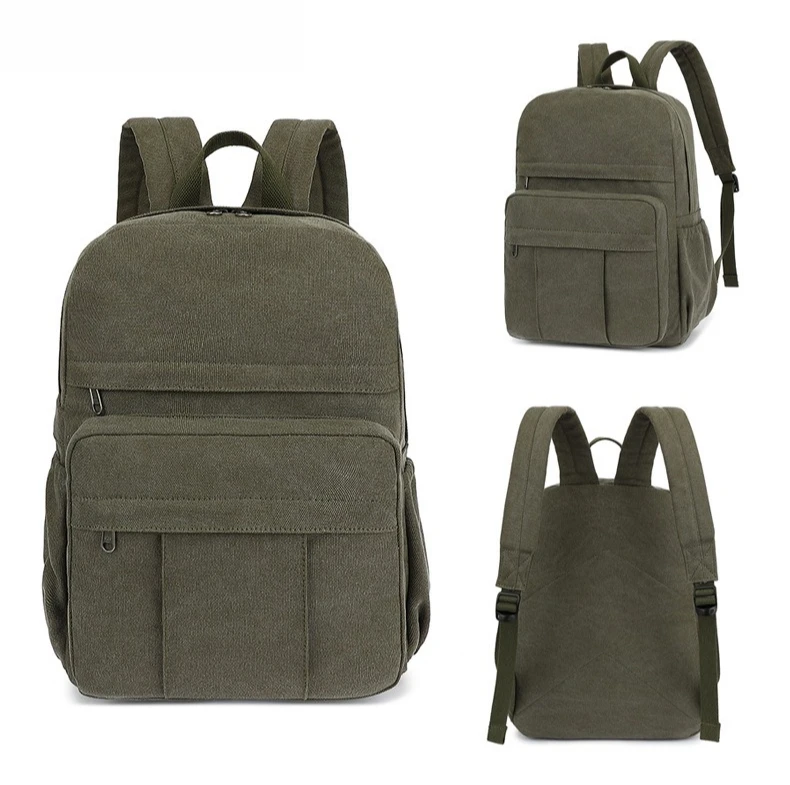 حقيبة ظهر رجالية من القماش مقاومة للاهتراء، سعة كبيرة 15.6 بوصة لتخزين الكمبيوتر، حقيبة ظهر نسائية محمولة متعددة الجيوب للسفر