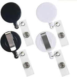 Nero bianco Badge Reel retrattile ID Tag nome Badge Holder personale infermiere Work Pass Bus Card Clip Badge Holder Reel