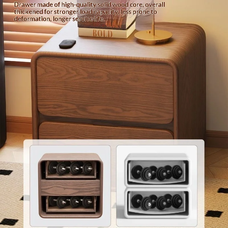 Solid Wood Bedside Table Small Vintage Cream Style Modern Simple Bedroom Nightstand Storage Cabinet for Home Decor image 4