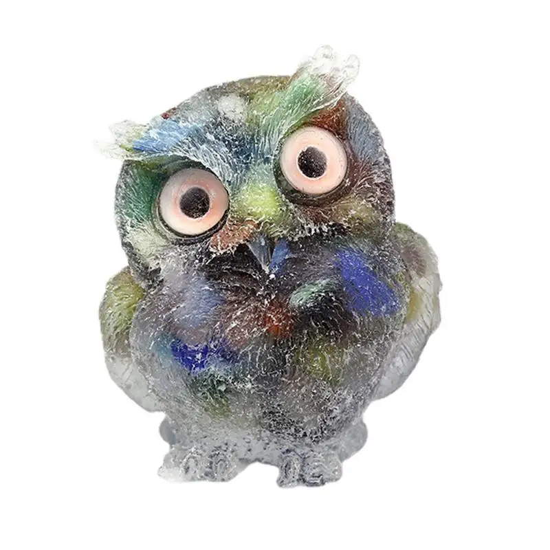 Crystal Owl Statue Realistic Appearance Crystal Owl Animal Figurine 3 Dimensional With Big Eyes Cute Shape Funny Facial