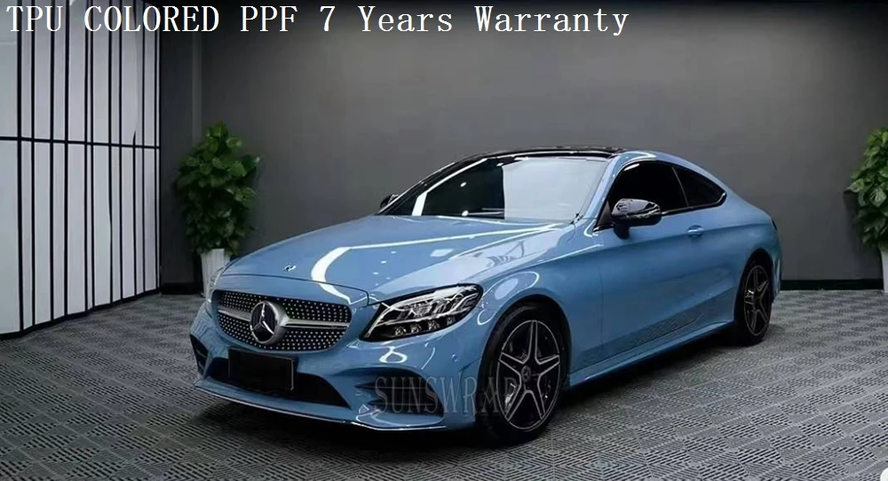 

Глянцевая фарфоровая синяя защитная пленка из ТПУ цвета PPF для кузова автомобиля, защитная пленка для краски, графическое покрытие — анти-УФ для яхт, самолетов, 5x52 футов/рулон