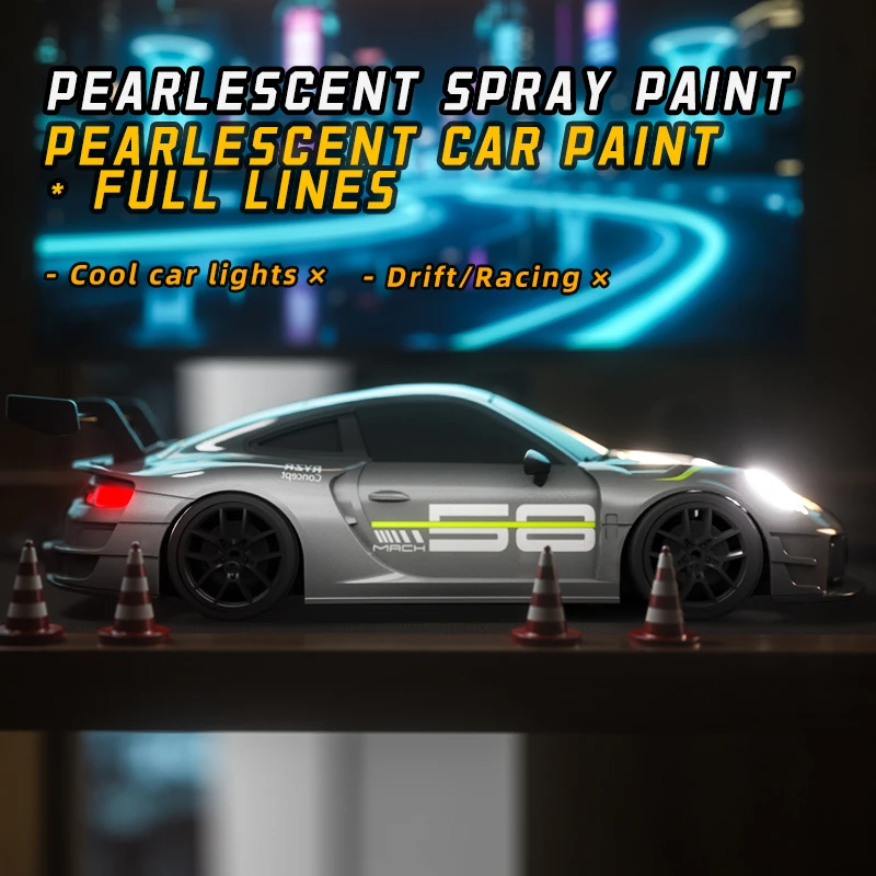 1 voiture à dérive télécommandée, voiture de course à grande vitesse équipée de pneus à dérive, barrières routière et lumières LED, accélérateur à grande échelle