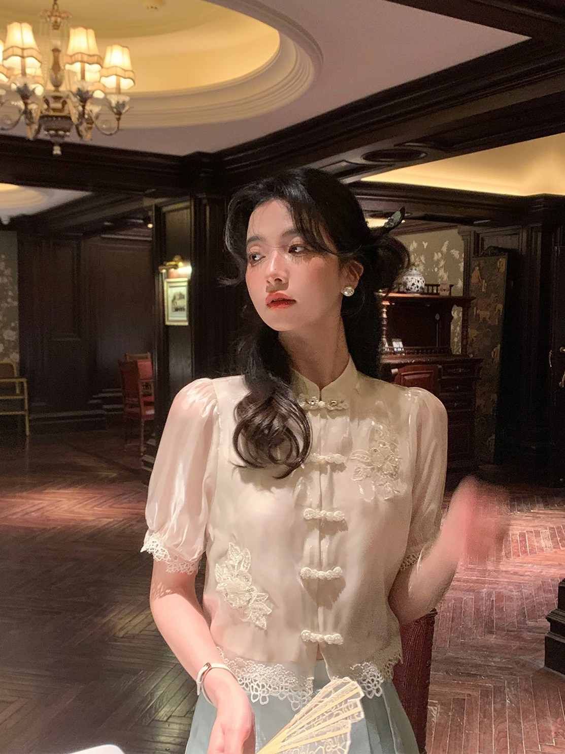 

New Chinese Sle ort Sve irt Women's Set Ice Elegance Aunt Deer Uncle Zuo Summer Collection Straight Tube